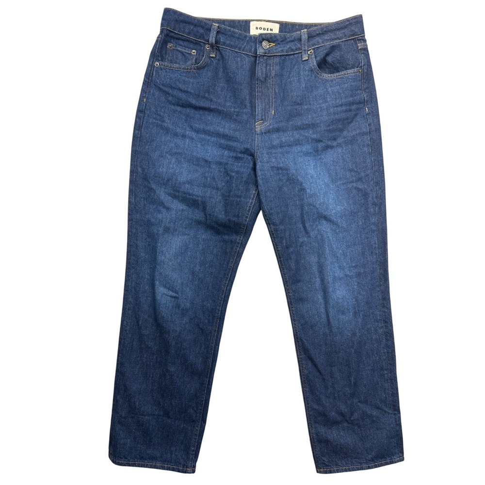 Boden Jeans Womens W30 R Dark Indigo Blue Straight Leg High Rise 100% Cotton